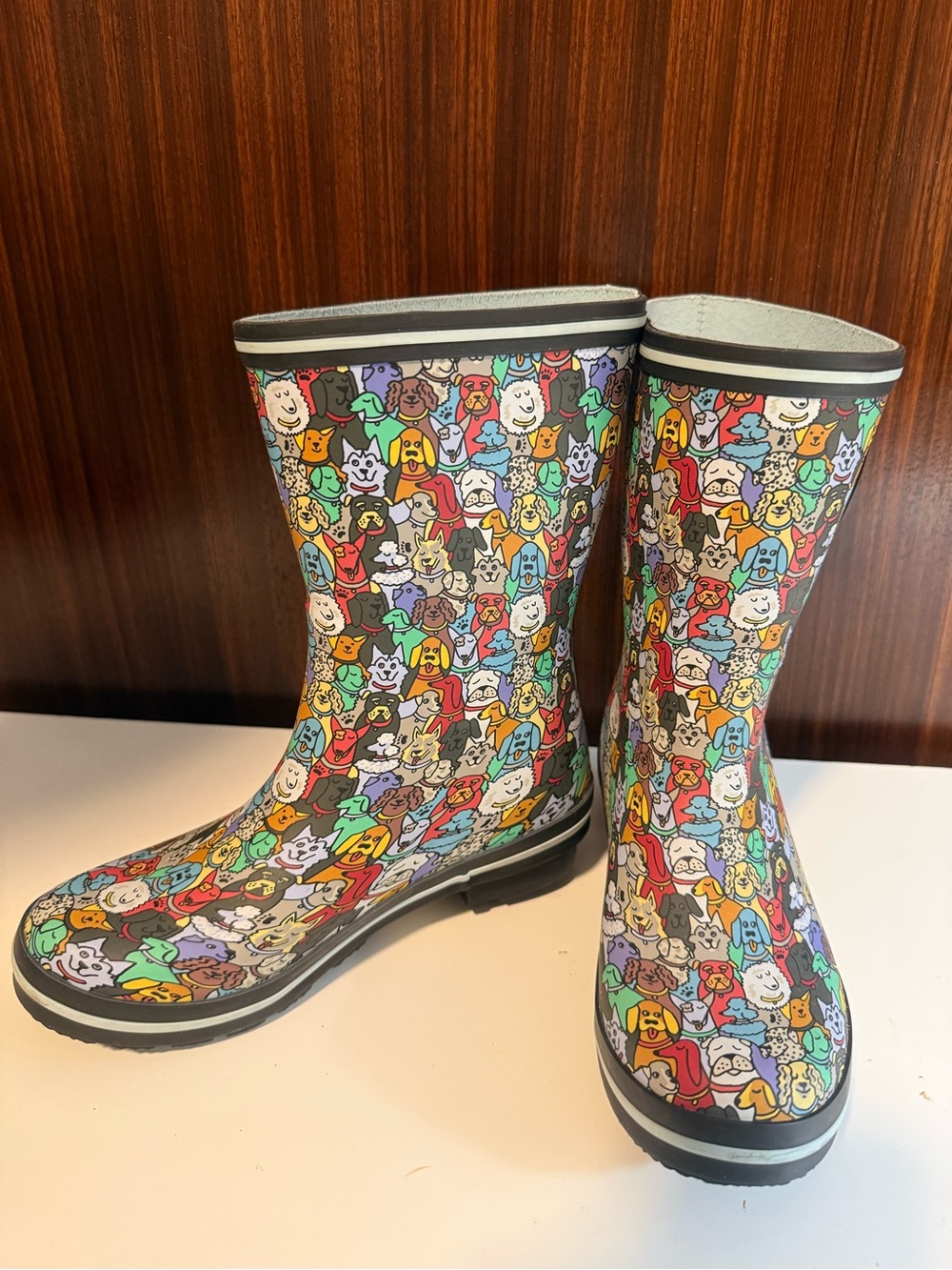 Colorful Cartoon Dogs Rain Boots Bobs for Digs Rain Boots